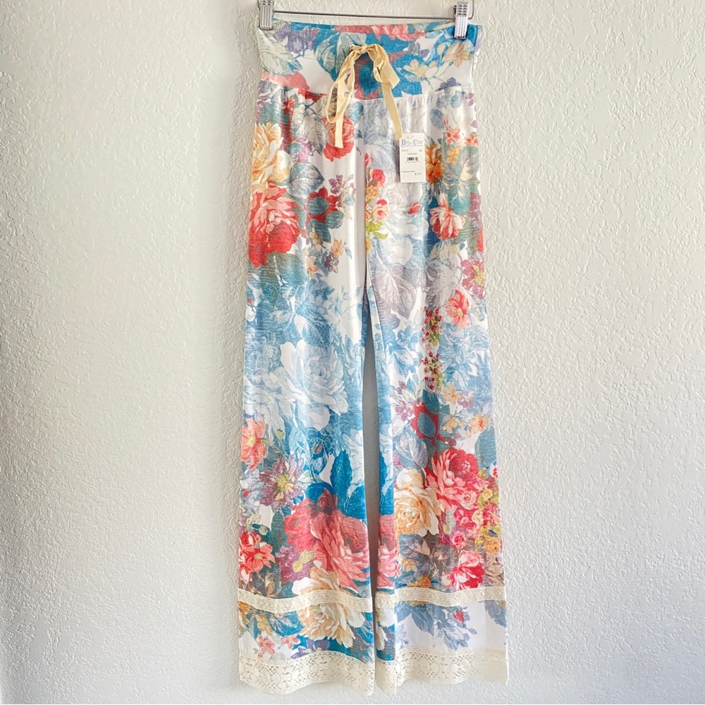Claire Pettibone floral lace insert pajama pants